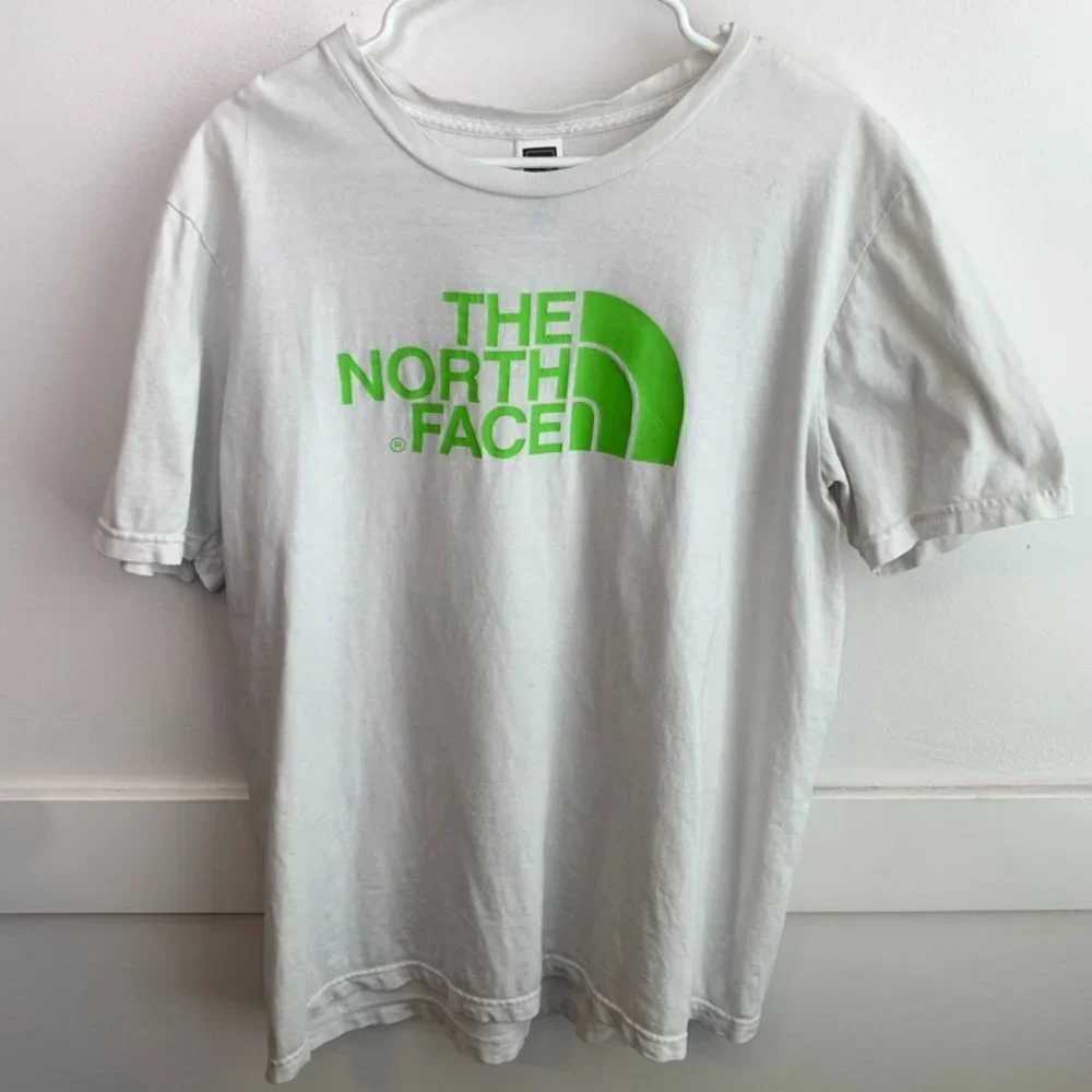 The North Face Green Logo White Short Sleeve Shirt